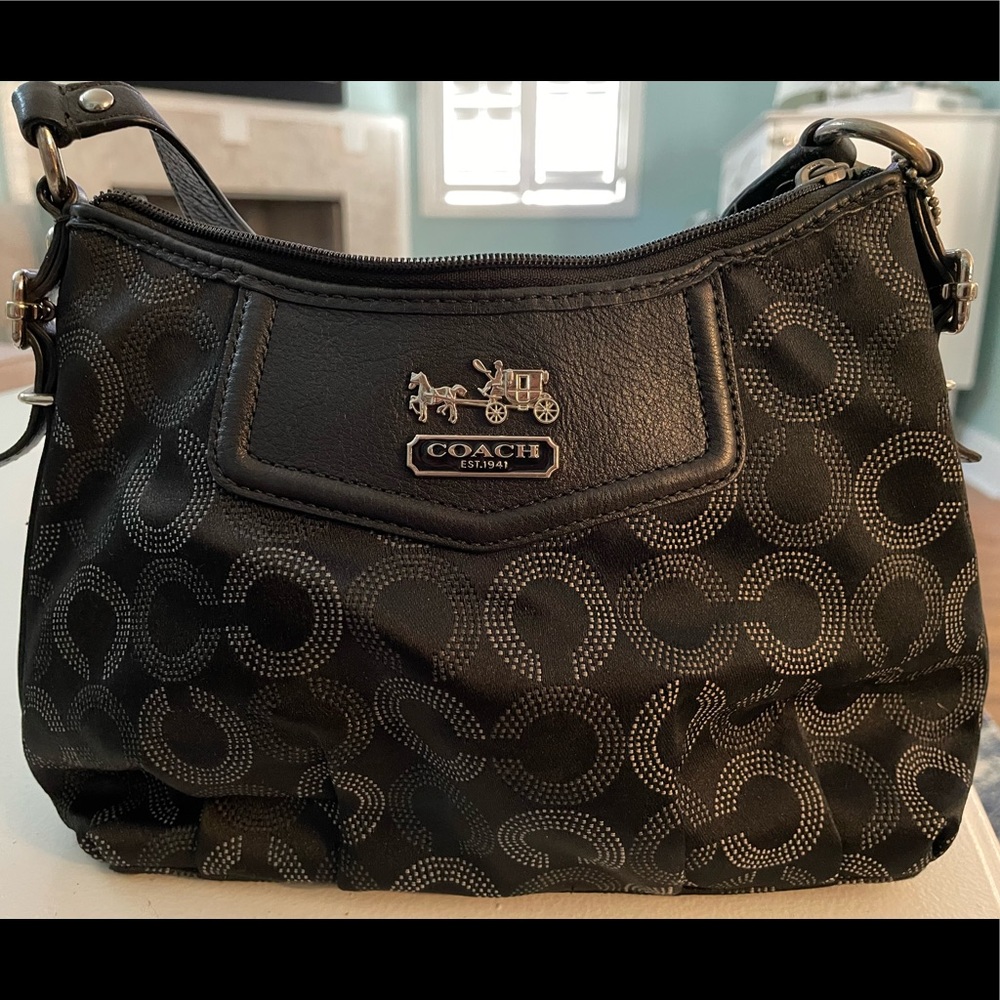 COACH shoulder bag - black with silver accents